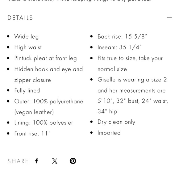 Alice & Olivia Dylan Vegan Leather Wide Leg Trouser Pant - Picture 8 of 11